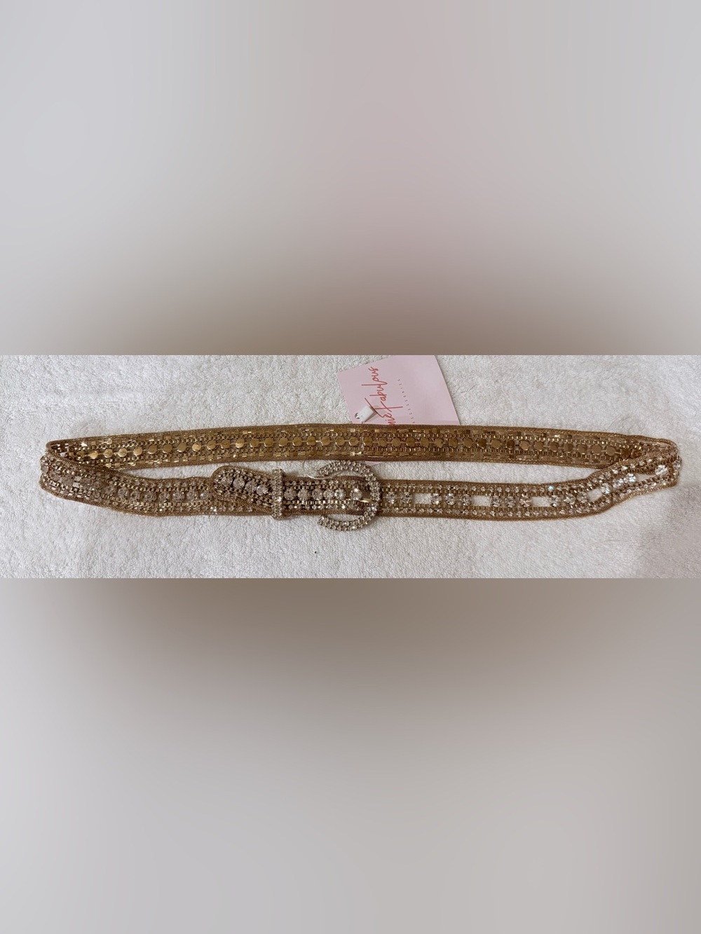 Gold Crystal Embellished Buckle Belt